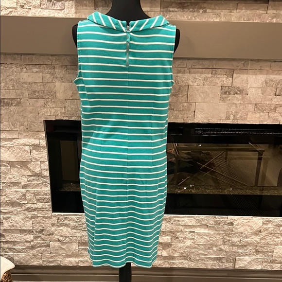 Talbots Green and White Sheath Dress Sleeveless Cowl Neck Midi size Large - Picture 5 of 10